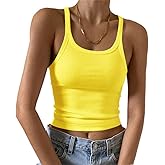 Artfish Women's Sleeveless Tank Top Form Fitting Scoop Neck Ribbed Knit Basic Cami Shirts