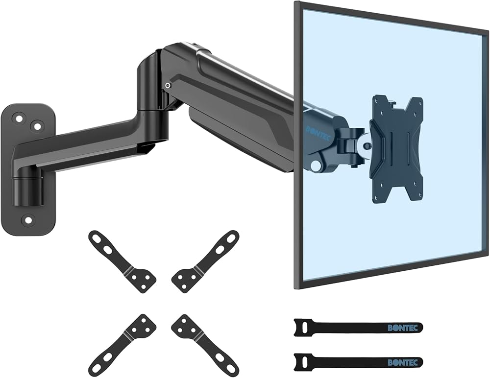 BONTEC Monitor Arm Wall Mount 13-42 Inch Gas Spring 9kg VESA 75/100/200