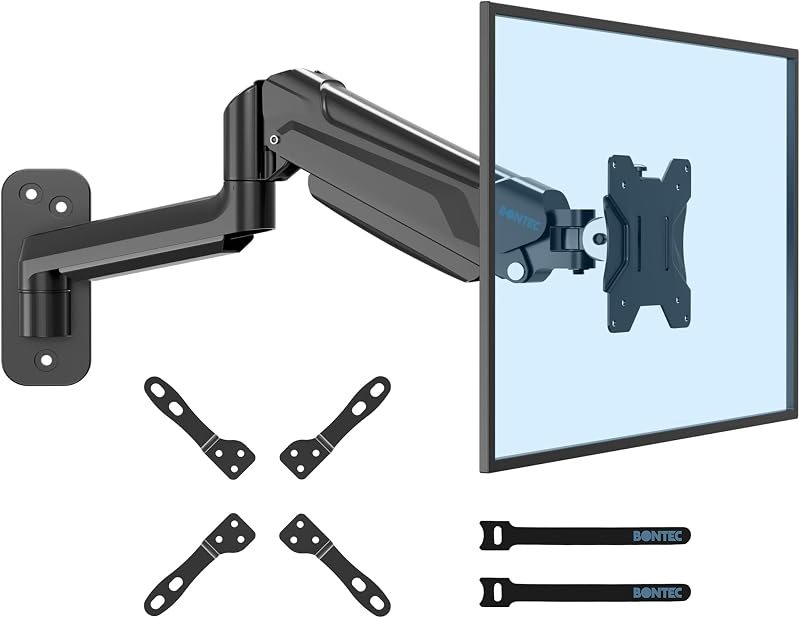 BONTEC Monitor Arm Wall Mount 13-42 Inch Gas Spring 9kg VESA 75/100/200