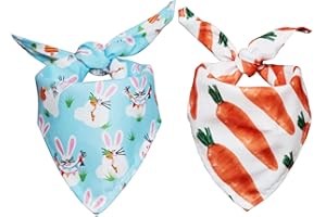 Rowfad 2 Pcs Dog Bandanas for Easter Day, Adjustable Pet Cat Bandana Breed Bib Easter Dog Collar Handkerchief for Girl or Boy Dog (Easter)