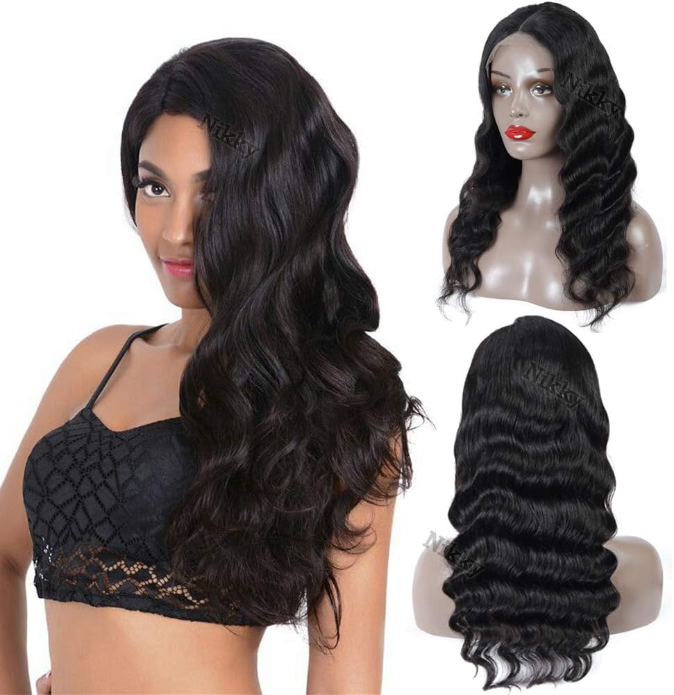 Nikky Hair Body Wave Lace Front Wigs (16inch) Brazilian Virgin Human Hair Wig 13X4 Body Wave frontal Wigs with Baby Hair Body Wigs for Black Women