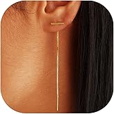 FROLOVER 14k Gold Plated Chain Earrings for Women Trendy Dainty Hypoallergenic Cubic Zirconia Stud Earrings for Sensitive Ears Nickel Free Gold Drop Dangle Earrings for Women Jewelry