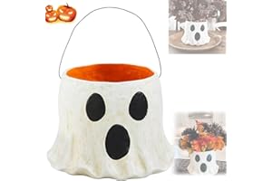piegricdiat Ghost Vase Gift, Cutest Ghost Bucket Halloween, 2024 New Ghost Flower Pot, Funny Ghost Planter, Ghost Candy Bowl Decor, Treat Buckets Outdoor Garden Decoration (1pcs,Large)