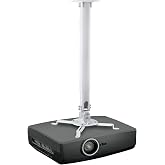 Mount-It! Projector Ceiling Mount, 30 lbs, White, Long | Universal bracket with 360 full motion tilt, swivel &amp; rotate, adjustable pole height 21-34.5".
