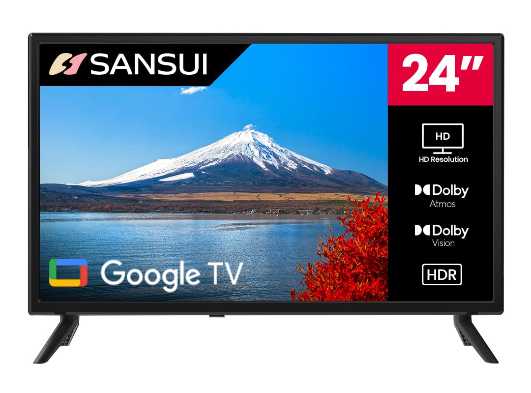 SANSUI 24” inch LED 720P HD Smart TV Support AirPlay & WiFi-Dolby HDR 10 & Atmos Sound（S24TAHW）