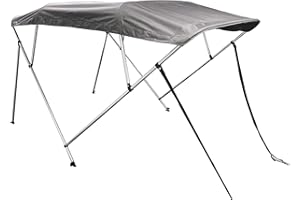 SavvyCraft 4 Bow Bimini Top Boat Cover Gray 4 Bow 96" L 54" H 97"- 103" W W/Boot & Rear Poles