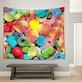 Border of Colorful Jelly Candies - Fabric Wall Tapestry Home Decor - 51x60 inches