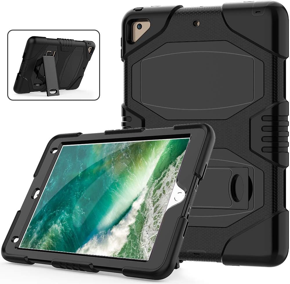 New iPad 6th Generation Case with Stand, Heavy Duty Soft Silicone Hard