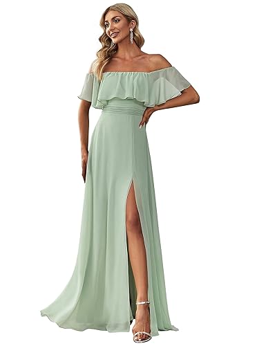 Ever-Pretty Women's Elegant Off The Shoulder Side Split High Waist Flowy  Chiffon Maxi Bridesmaid Dress Formal Dresses Mint Green US08 in Kenya |  Whizz Formal