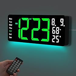 17.5” Digital Wall Clock, LED Display with