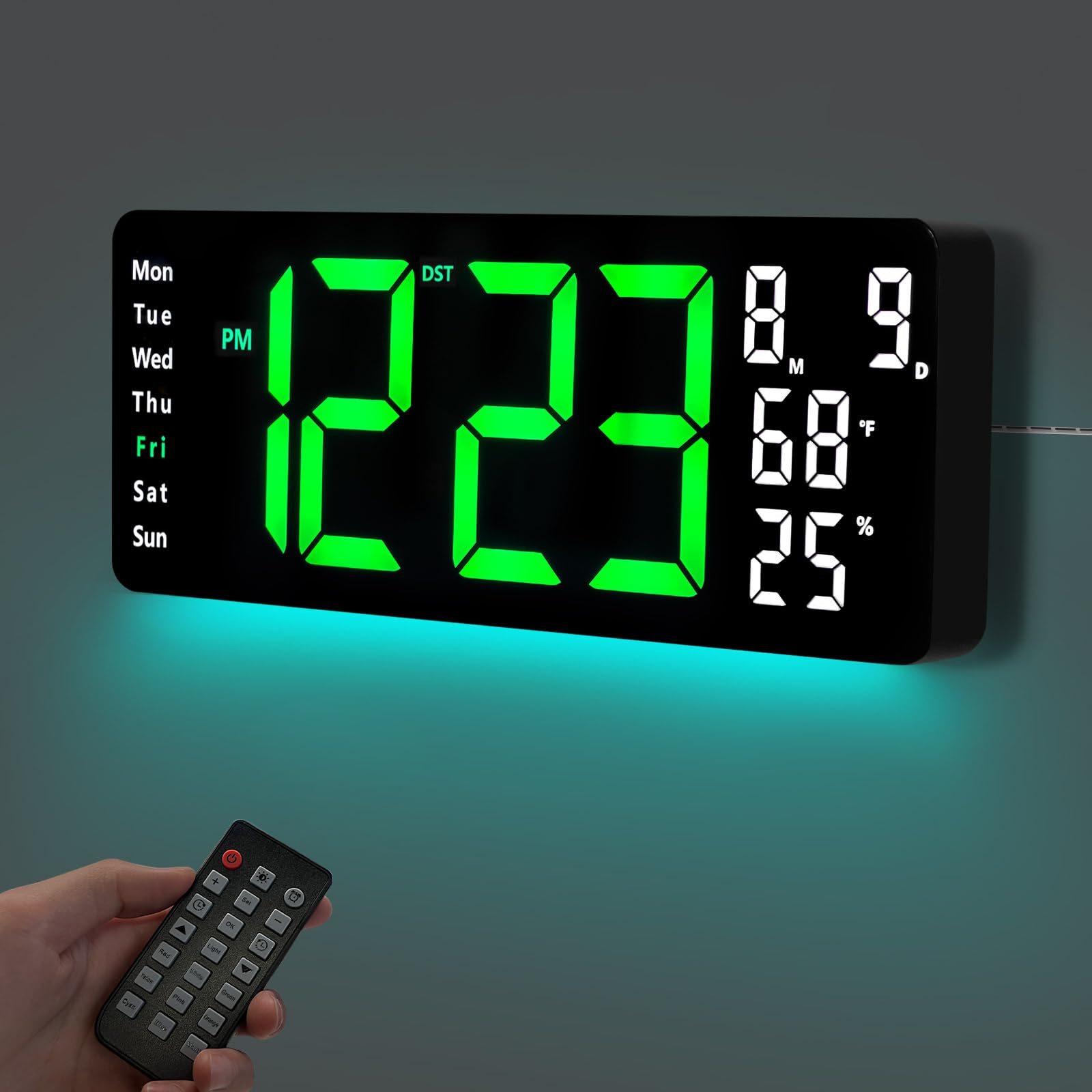 17.5” Digital Wall Clock, LED Display with