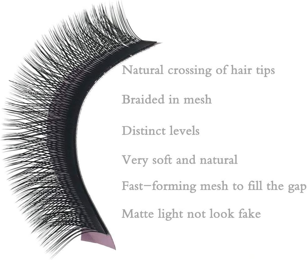 Y Lash Extensions C Curl .07mm Premade Volume 2D Fans Eyelash Extension .07 Mix YY Type Wispies Soft Eye Lashes 12mm Supplies by EMEDA - Image 5