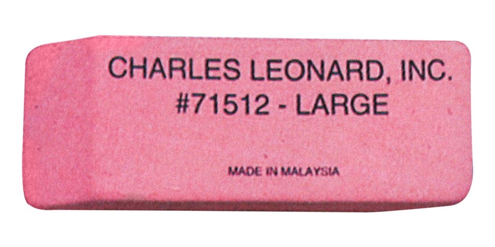 Charles Leonard Inc., Eraser, Rubber, Wedge Shape Pink, Large, 12 Each/Box (71512)