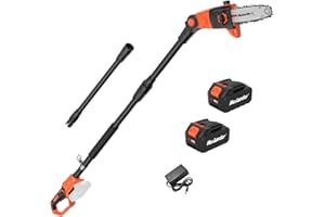 MAXLANDER 8-Inch Cordless Pole Saws for Tree Trimming, 20V Electric Pole Saw with 3.0Ah Battery & Charger, 16ft/s Cutting Speed Auto Oiling Multi-Angle Pole Chainsaw,15-Feet Maximum Adjustable Reach