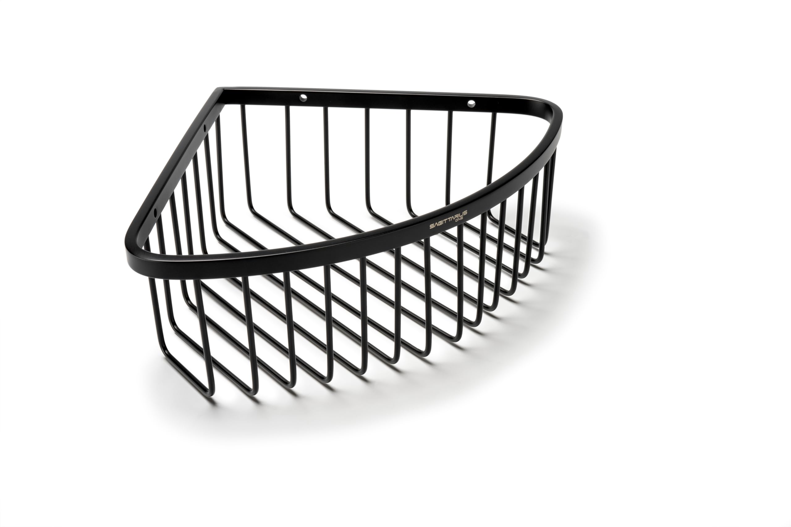 Sagittarius 80S1-B Corner Shower Shelf – Rustproof Stainless Steel Organizer – Polished SUS304, 8cm Deep – Durable Corner Storage, Matt Black