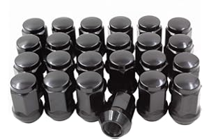 Wheel Accessories Parts 24 Pcs M12x1.25 12x1.25 Thread Bulge Acorn 1.38" 35mm Long Lug Nuts Black 3/4" 19mm Hex Fits Nissan T