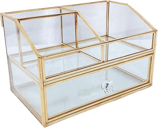 Amazon 化粧品収納ボックス 透明化粧品ケース ガラス 化粧品収納ラック 強い耐久性 整理簡単 化粧品収納ボックス 卓上収納 引き出し小物 化粧品入れ おしゃれ 透明ガラス 化粧品入れ コスメ収納 Ysy メイクボックス 通販