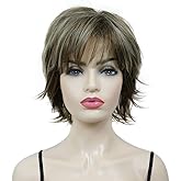 Lydell Short Layered Shaggy Full Synthetic Wig Wigs 12TT26 Brown Highlights