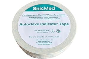 Sinicmed Autoclave Indicator Tapes for steam Sterilization (1/2"*60 Yards) with Plastic core for Dental lab Tattoo 2rolls/ Pack