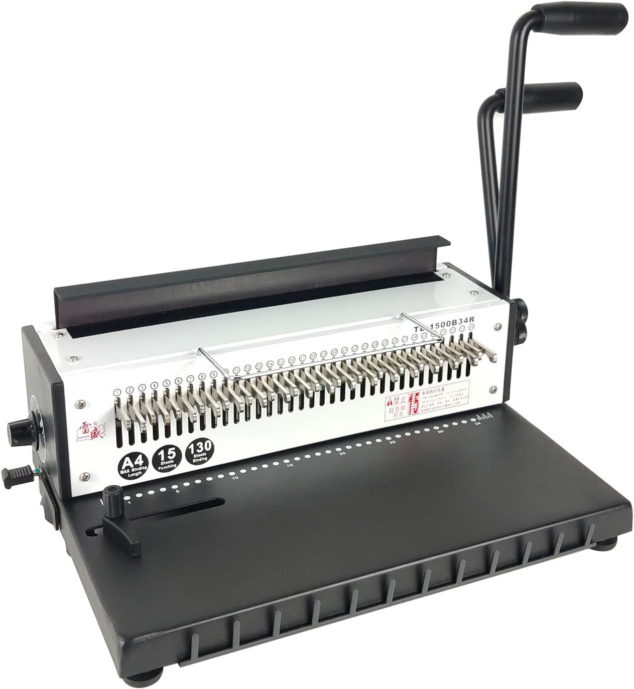 Rayson TD-1500B34R Binding Machine, Round Holes, 3:1 Pitch Wire-O Binder Punch 15 Sheets/Bind 130 Sheets with Sturdy Metal Construction : Office Products