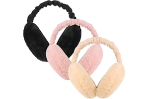 DragonflyDreams 3 Pack Winter Earmuffs Faux Fur Warm Ear Muffs Covers Foldable Soft Ear Warmers for Skiing Outdoor