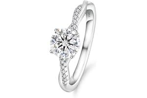 KRKCLIFE Moissanite Engagement Rings, Diamond Rings for Women, Twisted Vine, 1.0CT D Color VVS1 Clarity Round Cut Lab Created