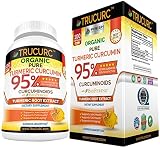 TRUCURC The Most Potent Organic 95% Turmeric Curcumin on Earth. Highest Potency Max 95% Curcuminoids w/ Bioperine Certified by QAI. Ultimate Joint Support & Pain Relief Non GMO Plant Veggie Capsules
