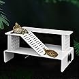 WEAVERBIRD Turtle Basking Platform, Turtle Tank Platform Aquarium Animal Sink Wharf, Double Decker Reptile Habitat, Climbing Shelf Turtle Tank Dock Floating Decor, Floating Turtle Dock, White