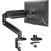 MOUNTUP Single Monitor Desk Mount Holds Screen up to 32 inch, Height Adjustable Monitor Arm, Computer Monitors Stand with Clamp/Grommet Mounting Base, VESA Mounts Fit 4.4-17.6lbs Computer, Black
