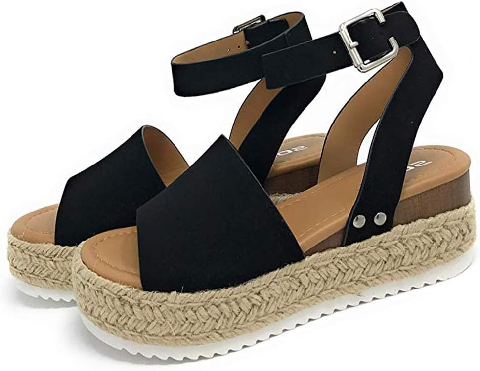 Pulchram Wedges Sandal Summer Espadrille for Women, Ankle Strap Open Toe Flatform Sandals