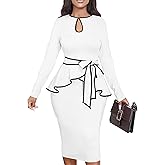 Women's Bodycon Vintage Dresses Elegant Peplum Dresses for Women Business Work Office