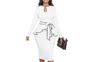 YIERSHU Women's Bodycon Vintage Dresses Elegant Peplum Dresses for Women Business Work Office