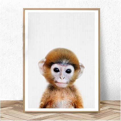 Mignon Bebe Singe Imprimer Pepiniere Animal Mur Art Toile Peinture Grand Affiches Et Gravures Bebes Enfants Chambre Decoration 40x60cm No Frame Amazon Fr Cuisine Maison