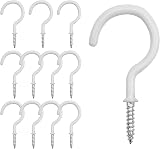 KINGLAKE 12 Pcs 2 Inch White Cup Hooks PVC Coated Screw In Kitchen Wall Wood view 1