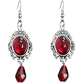 Gothic Earrings,Goth Bloody Red Rose Cameo Earrings Punk Vampire/Ghost/Heart/Skull Hand Dangle Earrings Dark Halloween Earrings Jewelry