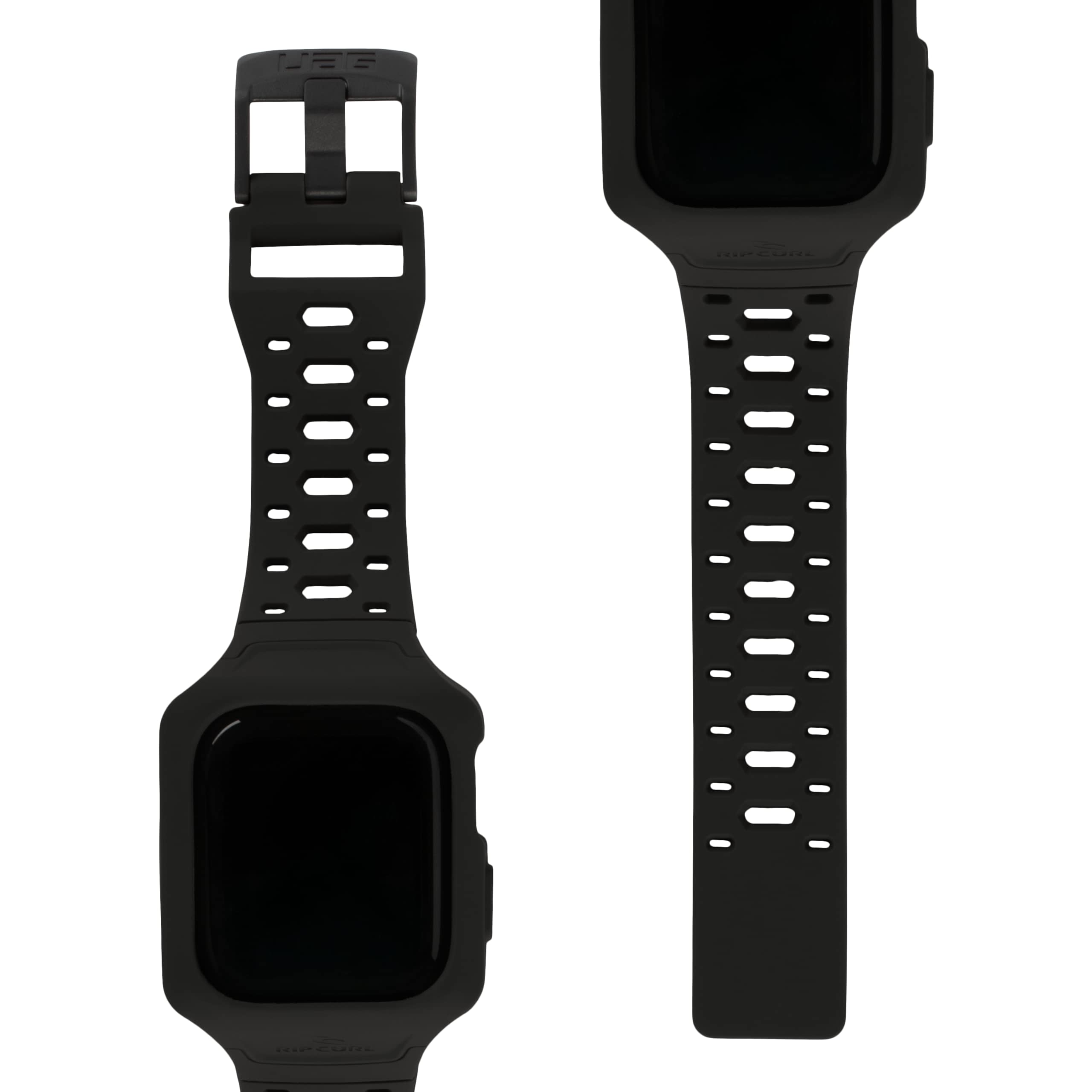 URBAN ARMOR GEAR Rip Curl x UAG Compatible with Apple Watch Band 45mm with Watch Case iWatch Series 9/8/7, Silicone Tatical Waterproof Surfing Adjustable Replacement Watch Strap, Huntington Black