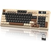 M96 Wireless Gaming Keyboard,Knob Control Bluetooth/2.4G Wireless Mechanical Feeling Keyboard,RGB LED Backlit with Display Sc