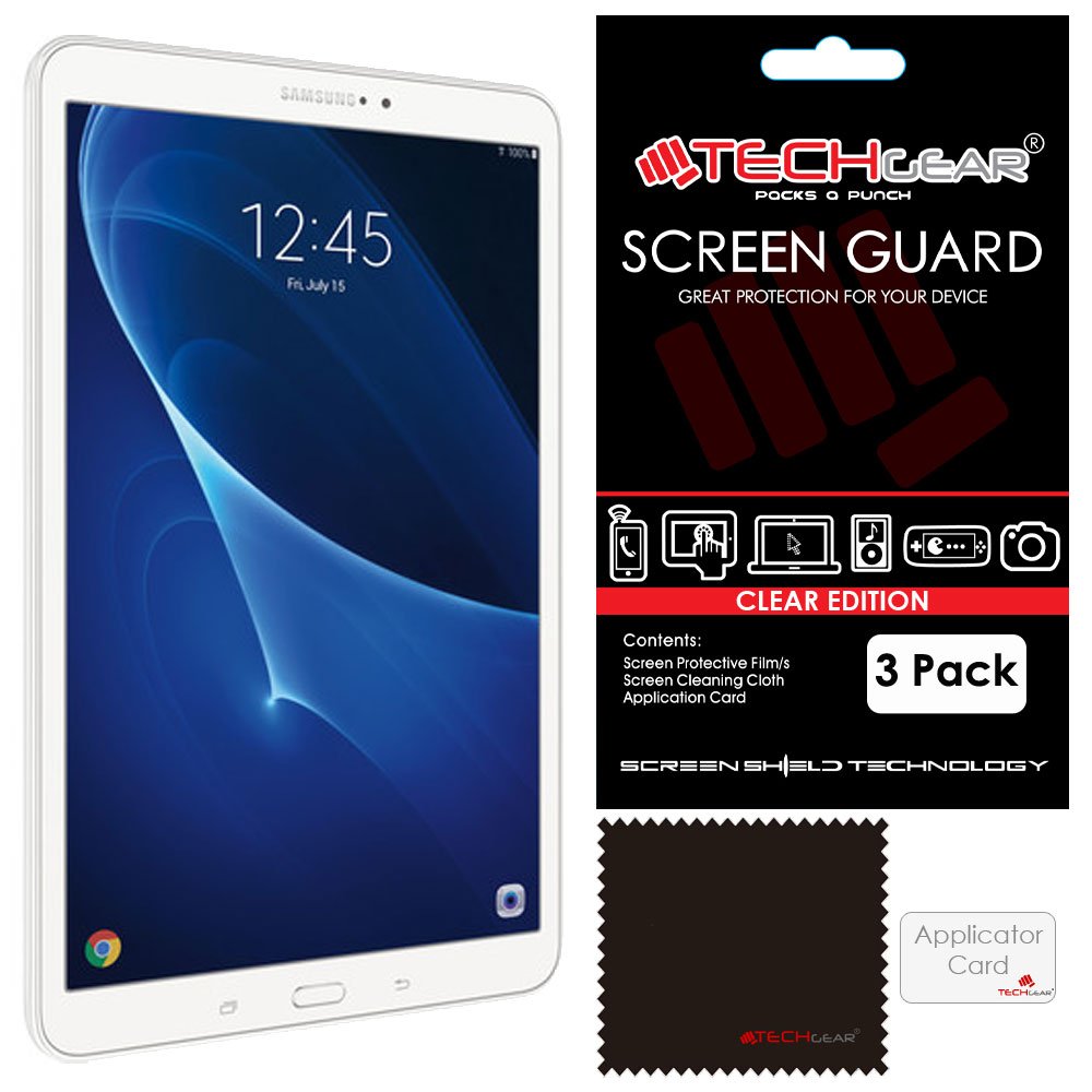 TECHGEAR [Pack of 3] Screen Protectors Compatible with Samsung Galaxy Tab A 10.1 2018/2016 (SM-T580 / SM-T581 / SM-T585) - Ultra Clear Lcd Screen Protector Guard Covers