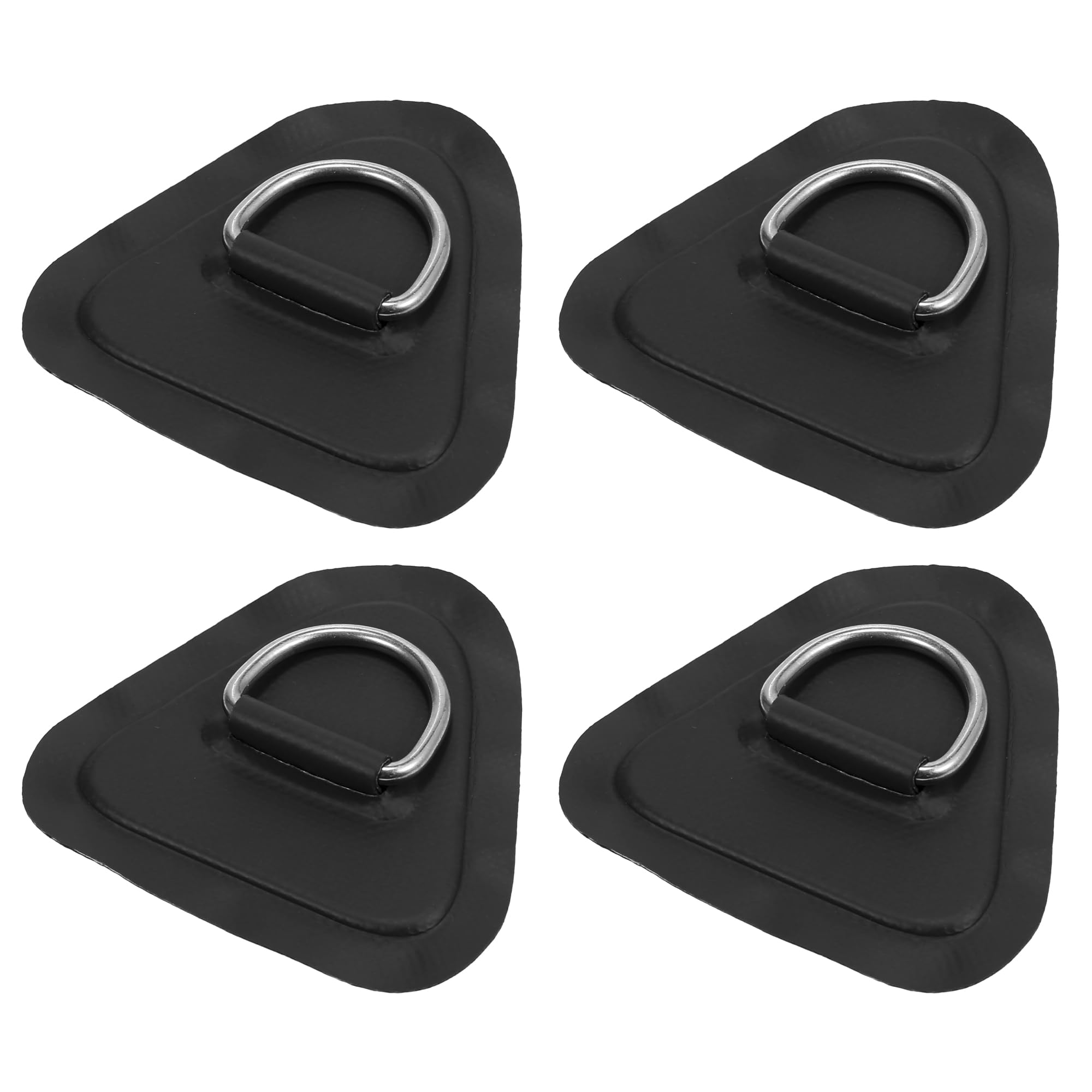 X AUTOHAUX 4pcs D Ring Patch PVC Stainless Steel Triangle Shape Black for Kayak
