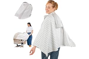 Fair-e-Trade Nursing Cover for Breastfeeding - 360 Degree Privacy Poncho, View Baby Hands-Free, Soft & 100% Breathable Cotton, Attached Carry Bag, 8-in-1 Uses, Covers Car Seat & Shopping Cart