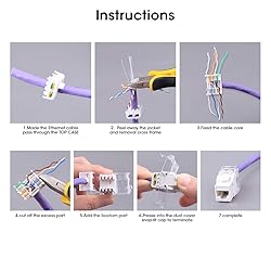 AMPCOM CAT6 Keystone Jack Tool-Less RJ45 UTP, No