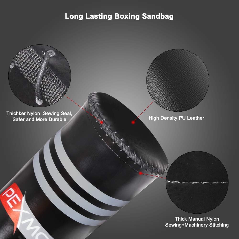 PEXMOR Freestanding Punching Bag Heavy Solid Boxing Bag with Suction Cup Armor Base & Noise Vibration Absorption Device for Adult Youth - Men Stand Kickboxing Bags Kick Punch Bag | Black : Sports & Outdoors