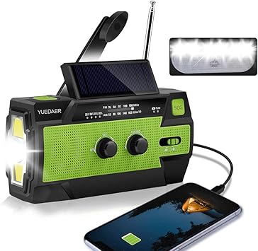 Amazon Yuedaer 防災ラジオ 携帯ラジオ 4000mah Sos緊急警報 Led懐中電灯 Fm Am対応 日本語取扱説明書付き Yuedaer 充電式ライト ラジオ