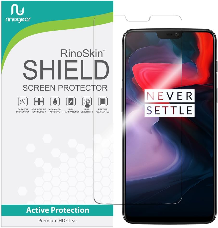 RinoGear Screen Protector for OnePlus 6 Screen Protector Case Friendly Accessories Flexible Full Coverage Clear TPU Film