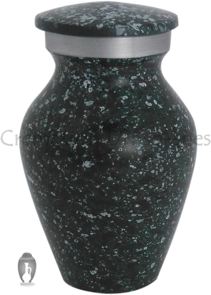 Aluminium Urn, Marble Green Aluminium Keepsake Ashes Urn
