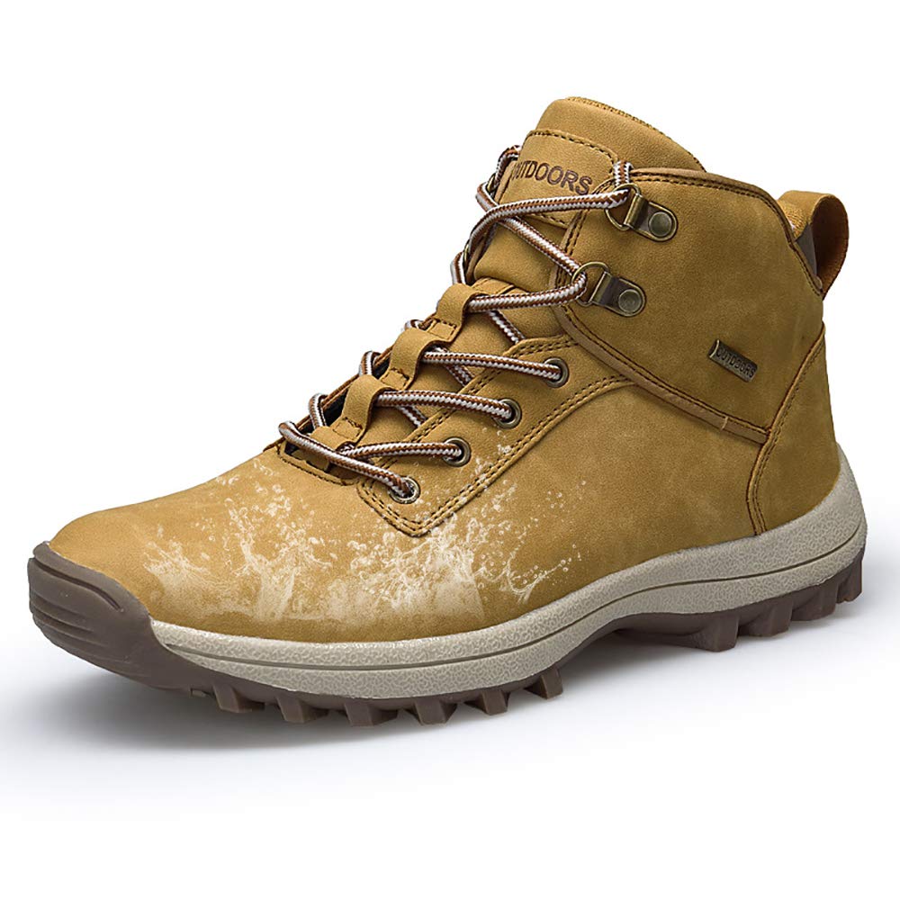 Smapavic Mens Hiking Boots Leather Work Shoes Winter Outdoor Waterproof Snow Shoes