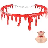 iSKeotol Necklace Halloween Red Blood Choker for Halloween Costume Simulation Bloodstain Jewelry for Party Festival Events