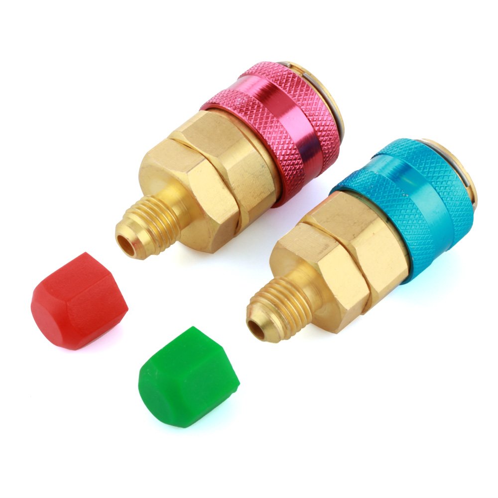 Precision Auto Labs A/C Quick Connector Coupler Set, High & Low Side, 1/4" SAE To 1/2" ACME, For Auto AC Manifold Gauge