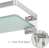 SAYAYO Tempered Glass Wall Shelf 38cm with SUS304 Rail Brushed Finish view 6