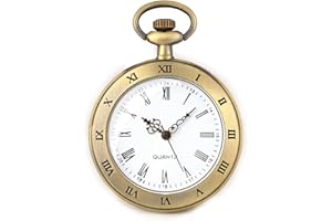 Fogitbok Vintage Pocket Watches for Men with Chains, Analog Pocketwatch for Women Roman No. Gifts for Dad/Grandpa Gifts for Him for Birthday